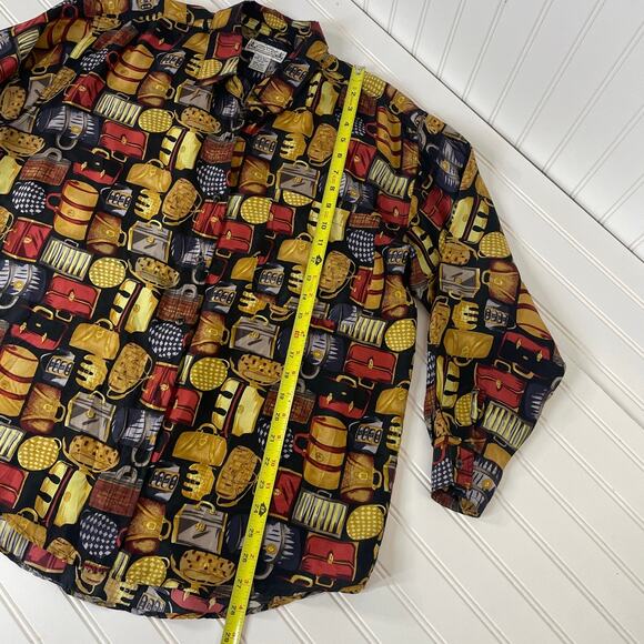 Whistles Women’s 100% Silk Bags Print Long Sleeve Button Down Shirt Size M - Picture 5 of 5
